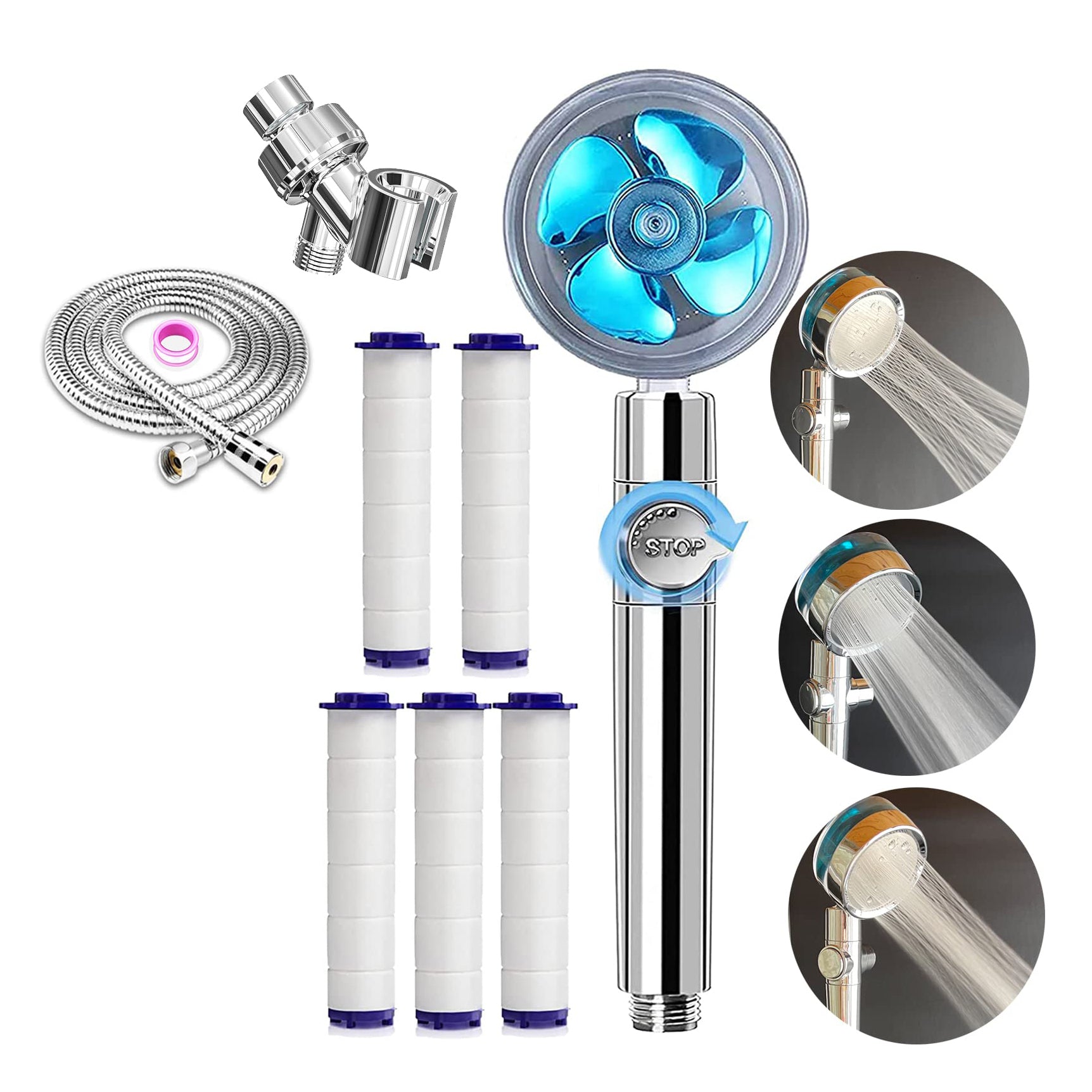 🚿 Soffione Doccia Filtrante ad Alta Pressione + Kit Filtri Incluso